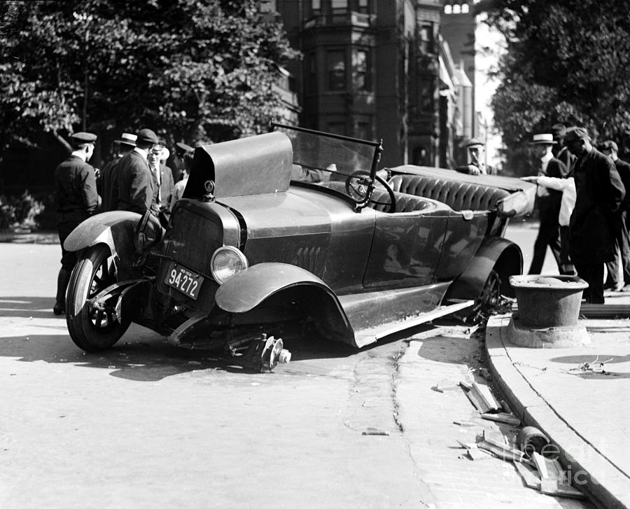 Car Photograph - CAR ACCIDENT, c1919 #1 by Granger