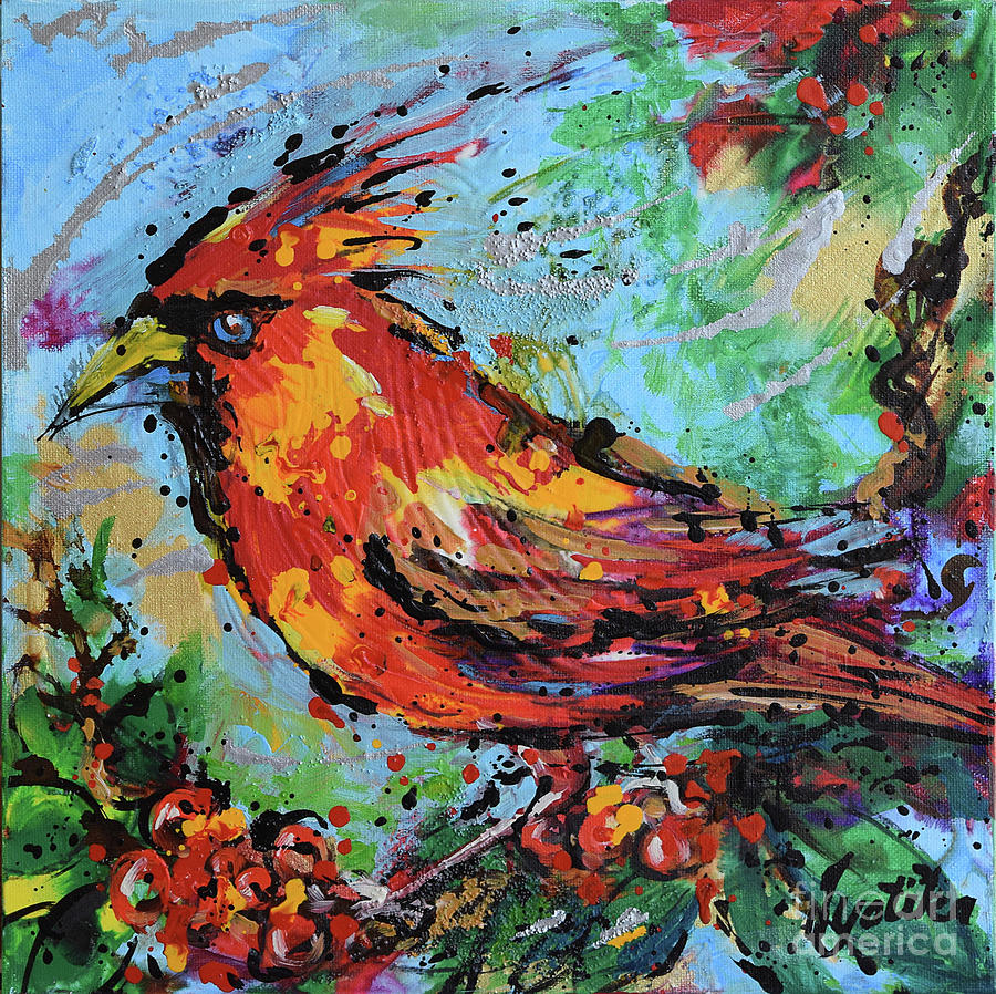 Cardinal #2 Painting by Jyotika Shroff