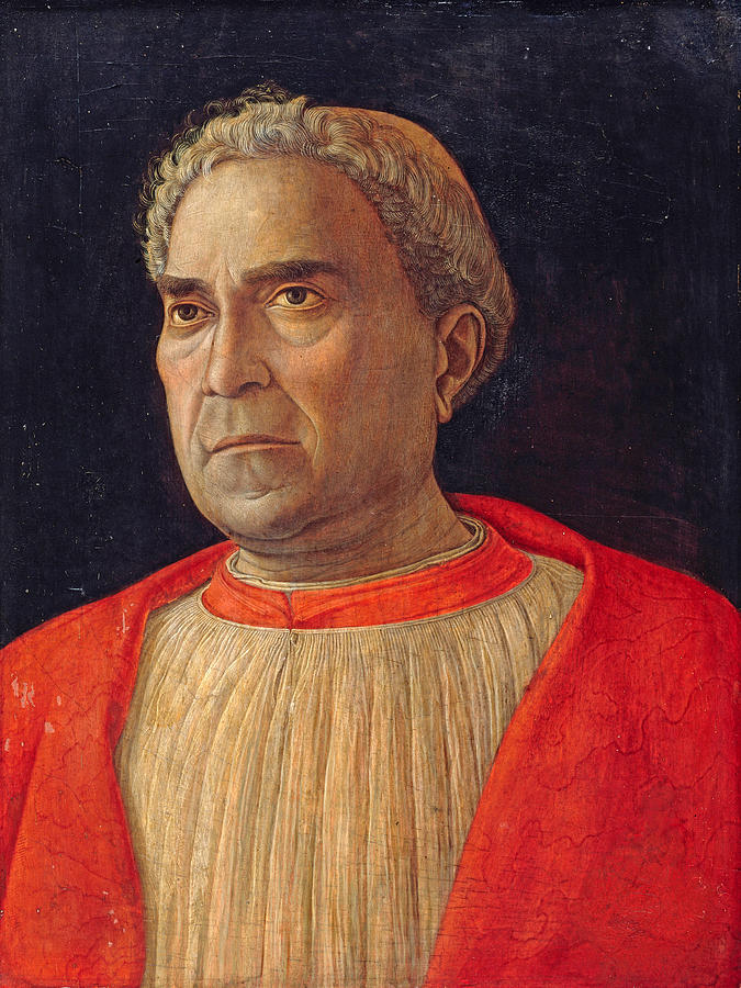 Cardinal Ludovico Scarampi Mezzarota called Ludovico Trevisano #2 Painting by Andrea Mantegna