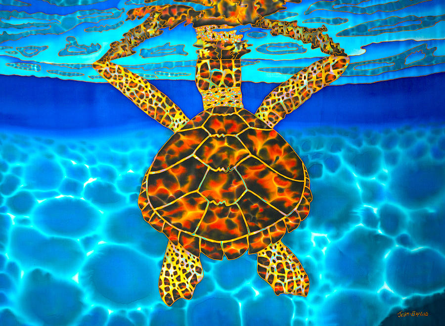 Caribbean Hawksbill Sea Turtle #2 Painting by Daniel Jean-Baptiste