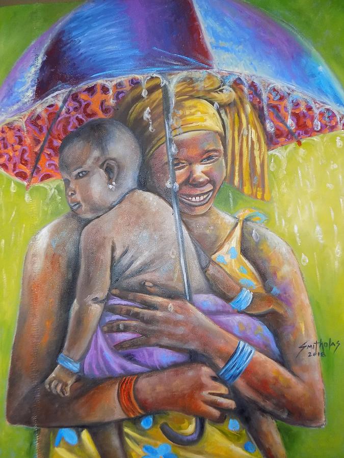 Caring Mother Painting by Olaoluwa Smith | Fine Art America