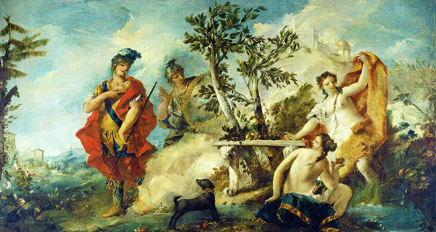 Carlo and Ubaldo Resisting the Enchantments of Armidas Nymphs #1 Painting by Gian Antonio Guardi and Francesco Guardi