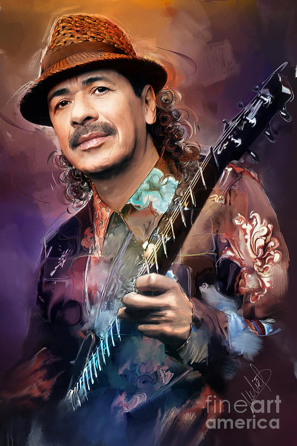 Carlos Santana #1 Painting by Melanie D