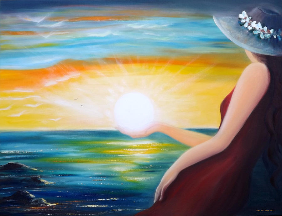Sunset Painting - Carpe Diem, Sunset Sunrise by Gina De Gorna