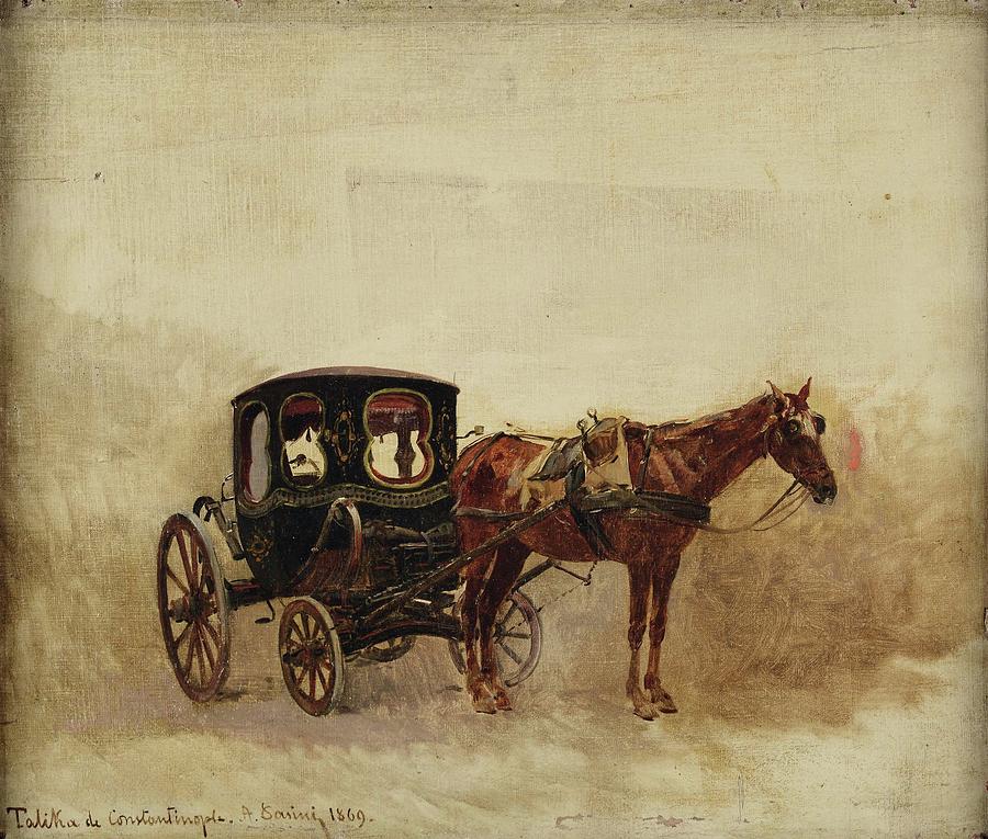 Horse Painting - Carrozza con cavallo #1 by Alberto Pasini