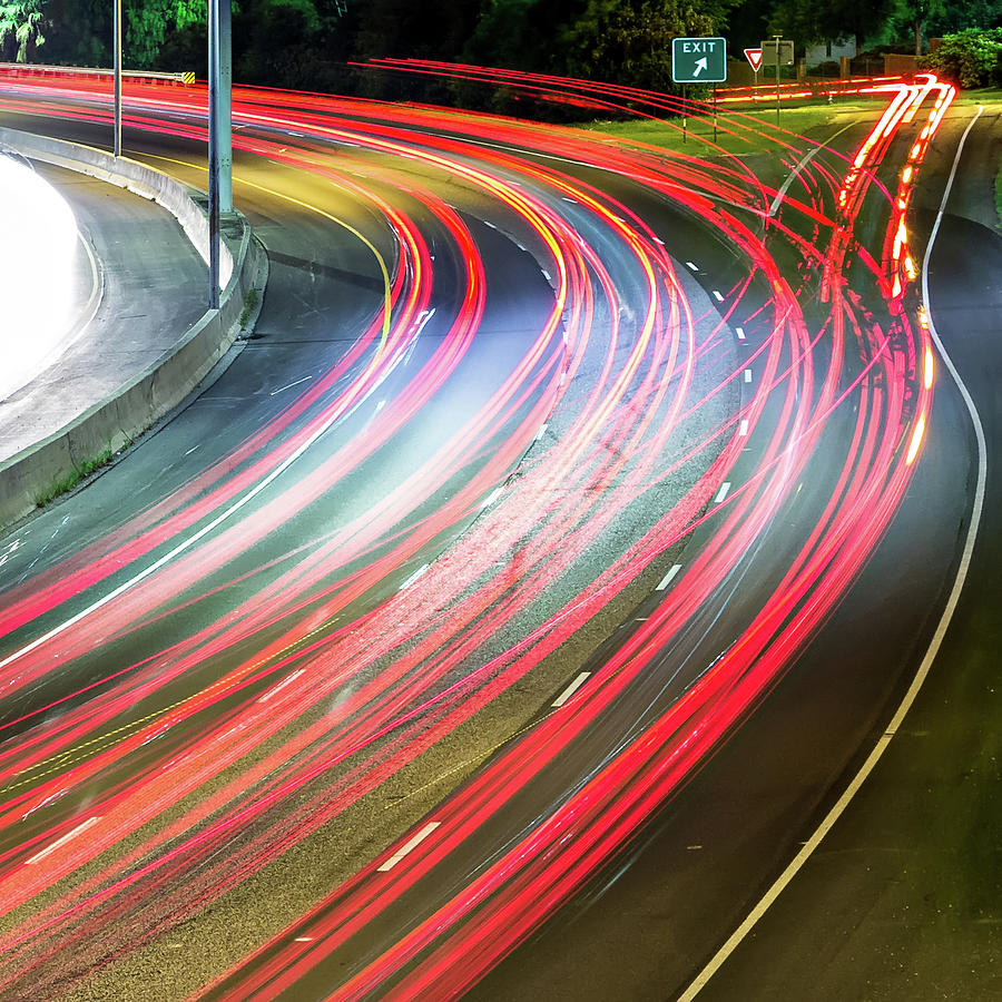 Cars Traffic Commute On Highway At Night #1 Photograph by Alex Grichenko