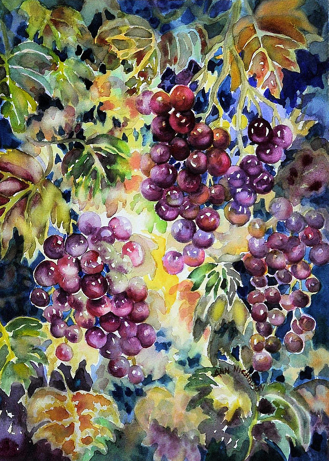 Grape Painting - Cascade #1 by Ann Nicholson