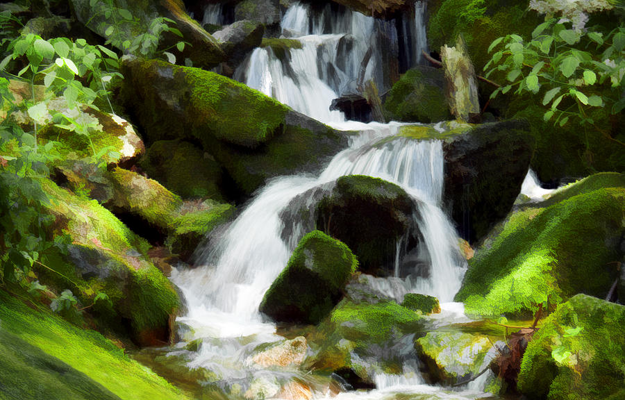 Cascading Blue Ridge Water Falls Digital Art #1 Digital Art by Sherry  Curry