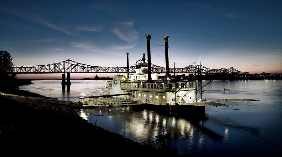 Sunset Photograph - Casino Boat On The Mississippi #1 by Mountain Dreams
