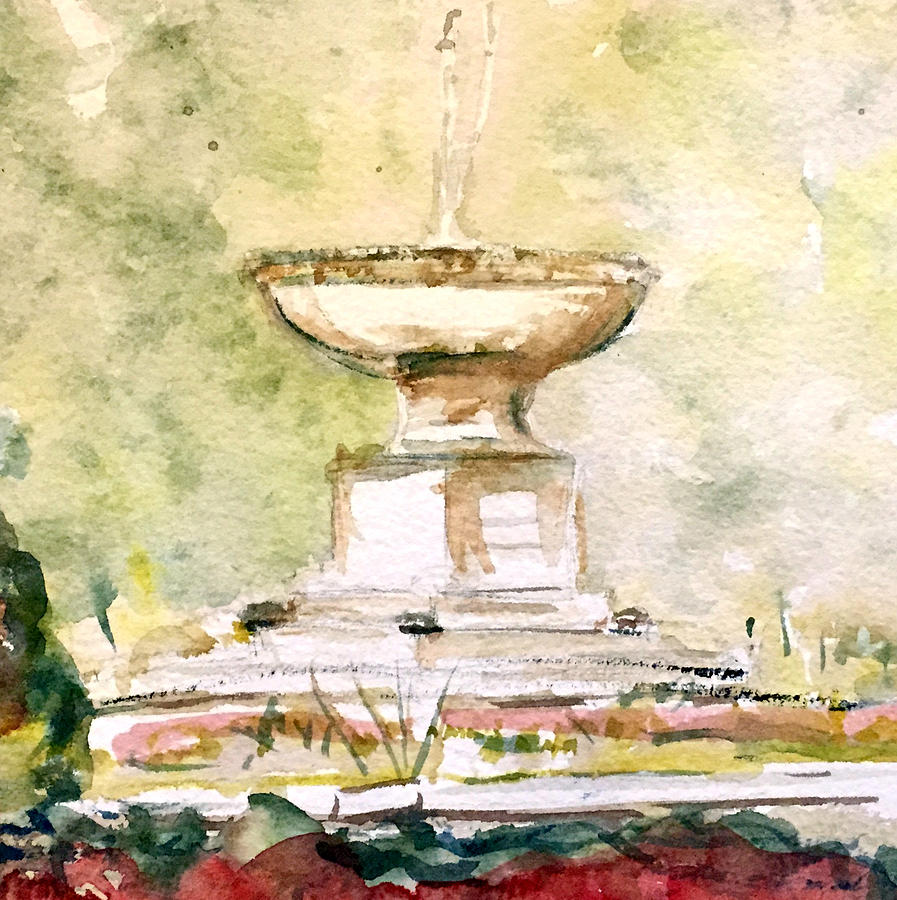 Fountain Painting - Cass Gilbert Fountain Ridgefield Ct. #1 by David  Llanos
