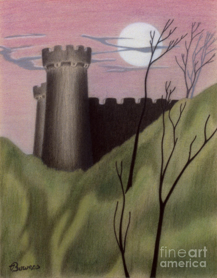 Castle By Moonlight #2 Drawing by John Bowers