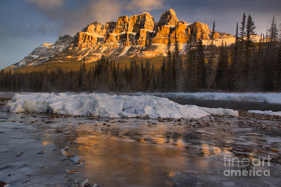 Castle Mountain Golden Morning Reflections #1 Photograph by Adam Jewell
