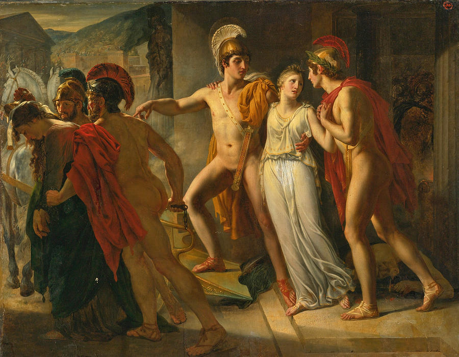 Castor and Pollux rescuing Helen #1 Painting by Jean-Bruno Gassies