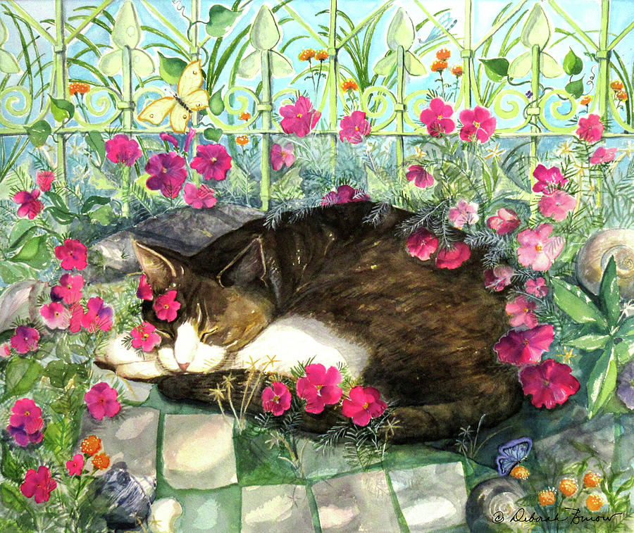 Cat Painting - Cat Nap  #1 by Deborah Burow