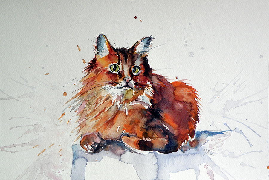 Cat resting #2 Painting by Kovacs Anna Brigitta