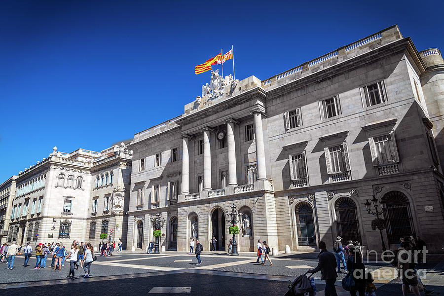 Catalan Generalitat government building at sant jaume square bar #1 Photograph by JM Travel Photography