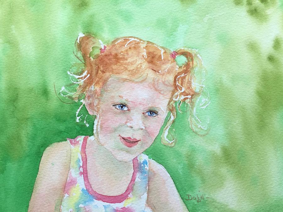 Children's Portrait Painting - Catherine with Pigtails by Pat Dolan.