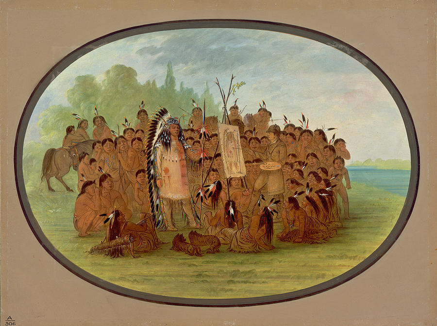 Catlin Painting the Portrait of Mah-to-toh-pa - Mandan #1 Painting by George Catlin