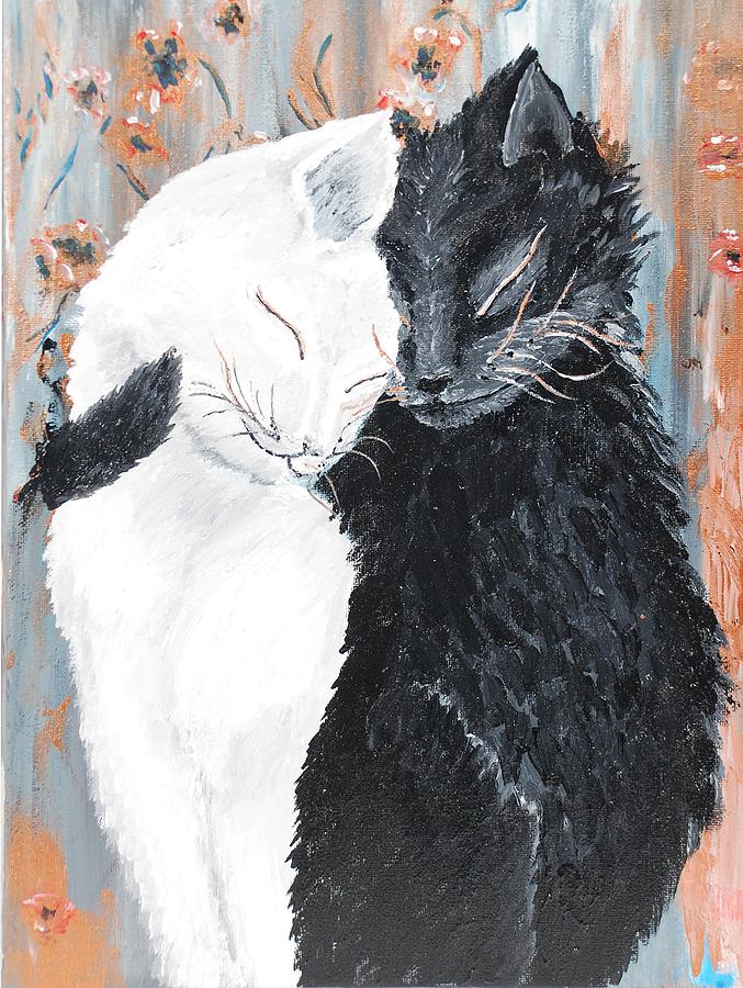 Cats  in Love Painting by Medea Ioseliani