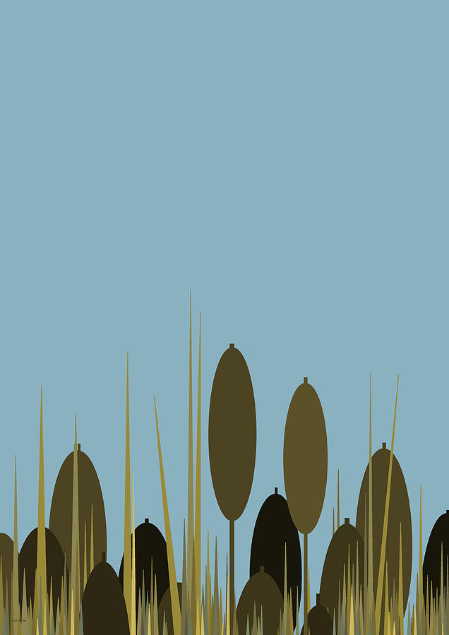 Cattails and Blue Sky #1 Digital Art by Val Arie