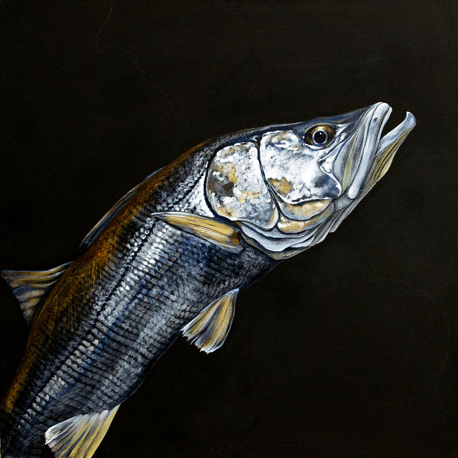 Caught in the Surf Snook Painting by Joan Garcia