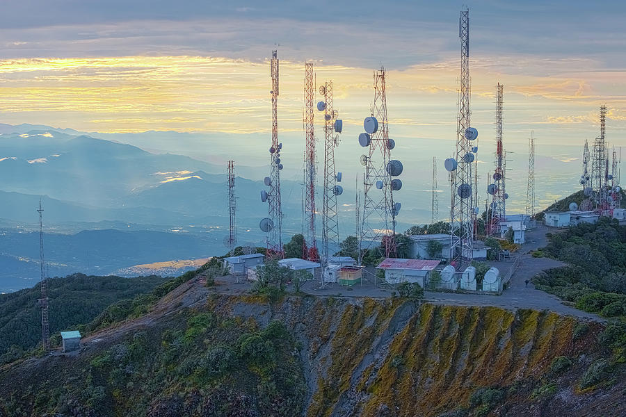 Central America, Panama, Chiriqui province, telecom towers on su #1 Photograph by Marek Poplawski