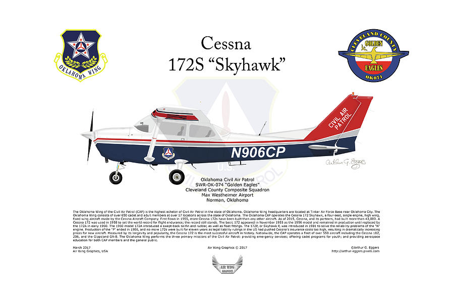 Cessna Digital Art - Cessna 172S Skyhawk #2 by Arthur Eggers
