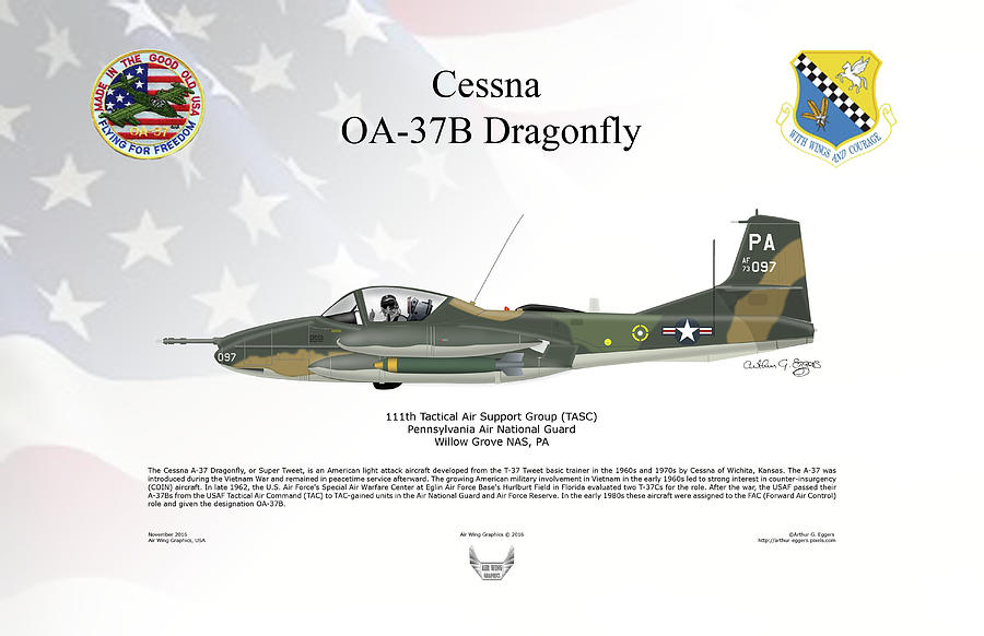 Cessna OA-37B Dragonfly FLAG BACKGROUND Digital Art by Arthur Eggers