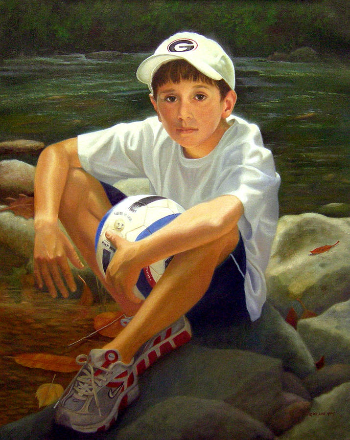 Portrait Painting - Chance by Pat Aube Gray Portrait Painting - Chance by Pat Aube Gray