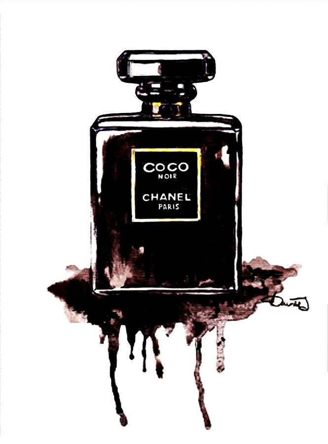 Chanel Noir Perfume Painting by Del Art