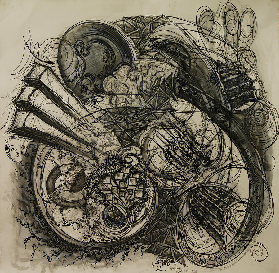 Black And White Drawing - Chaos #1 by Christine Wagner
