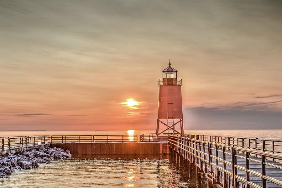 Charelvoix Lighthouse in Charlevoix, Michigan #1 Photograph by Peter Ciro
