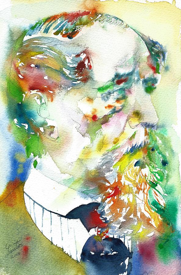 CHARLES DICKENS - watercolor portrait.4 #1 Painting by Fabrizio Cassetta
