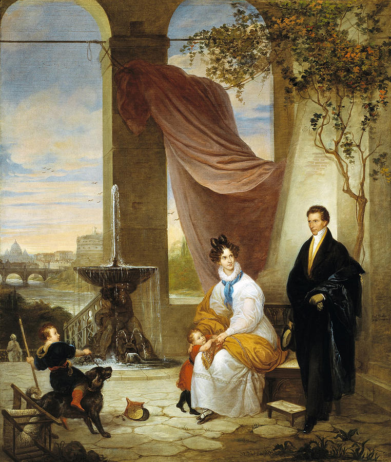 Charles Izard Manigault and His Family in Rome #1 Painting by Ferdinando Cavalleri