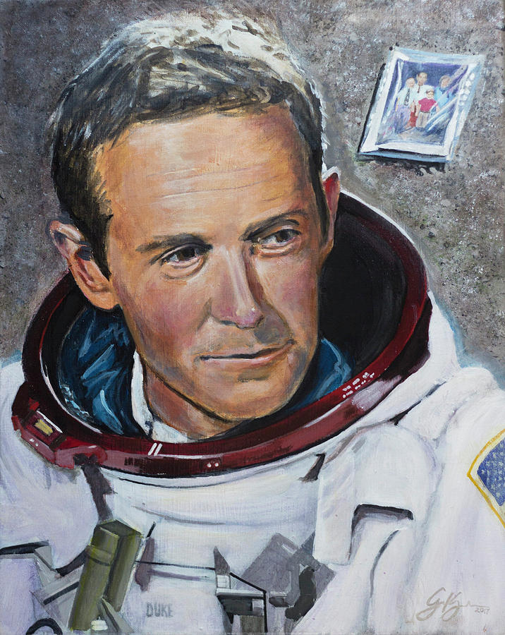Nasa Painting - Charlie Duke by Simon Kregar Nasa Painting - Charlie Duke by Simon Kregar