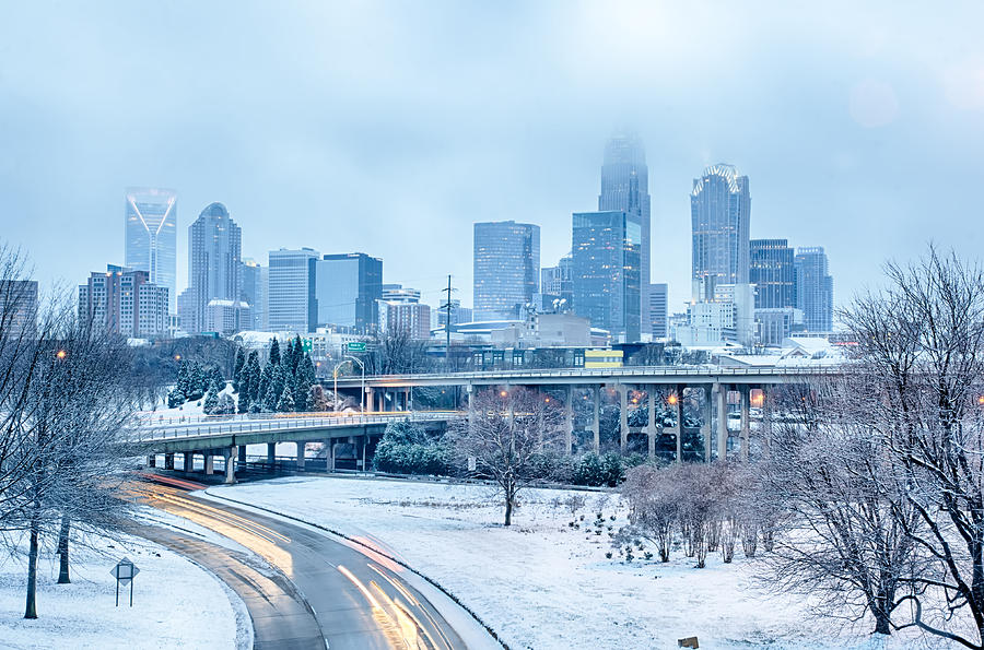 Charlotte North Carolina City After Snowstorm And Ice Rain #1 Photograph by Alex Grichenko