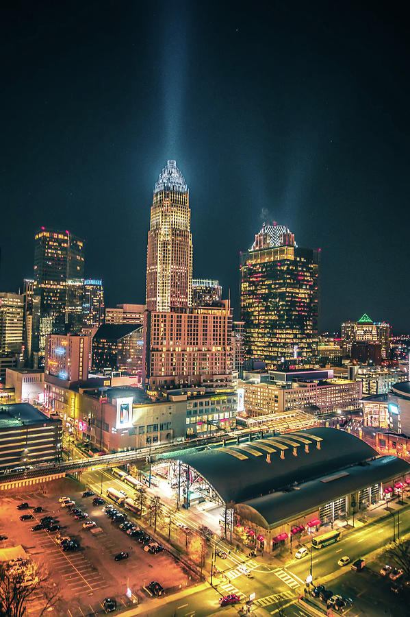 Charlotte North Carolina Skyline View At Night From Roof Top Res #1 Photograph by Alex Grichenko
