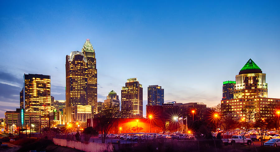 Charlotte Skyline At Dawn Hours On A Spring Evening #1 Photograph by Alex Grichenko