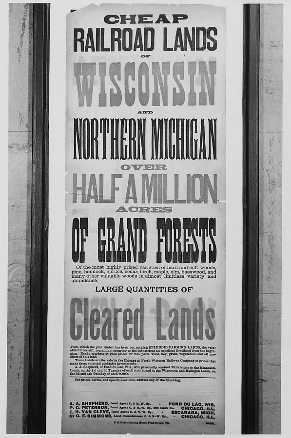 Cheap Railroad Lands Poster #1 Drawing by Chicago and North Western Historical Society