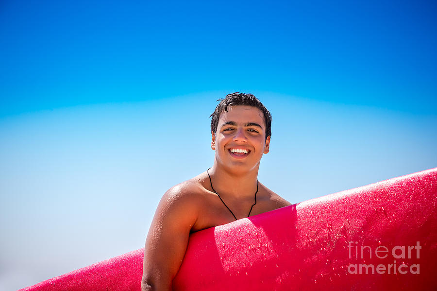 Cheerful surfboarder portrait #2 Photograph by Anna Om