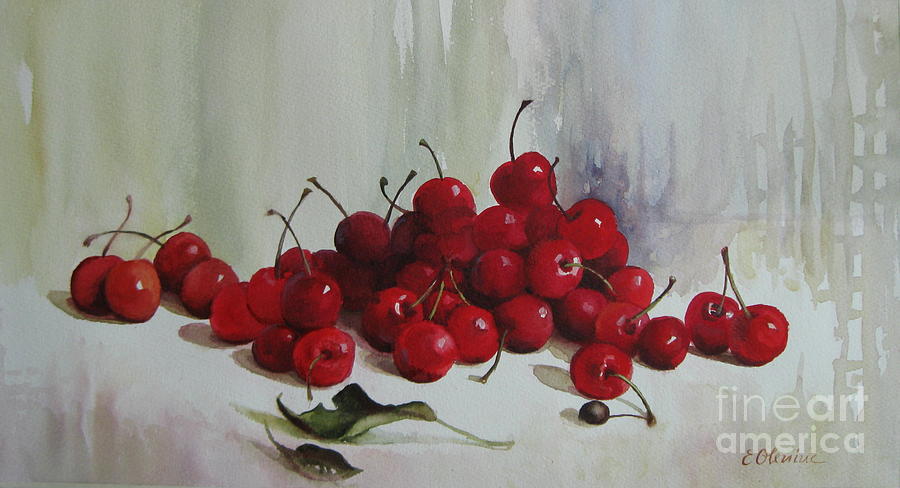 Cherries #1 Painting by Elena Oleniuc