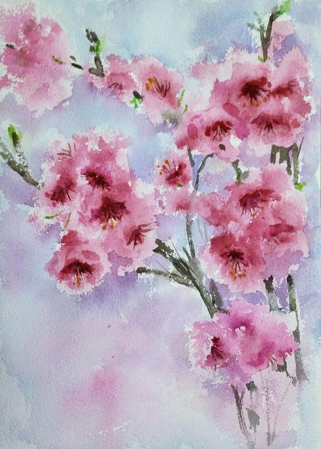 Cherry blossoms #1 Painting by Asha Sudhaker Shenoy