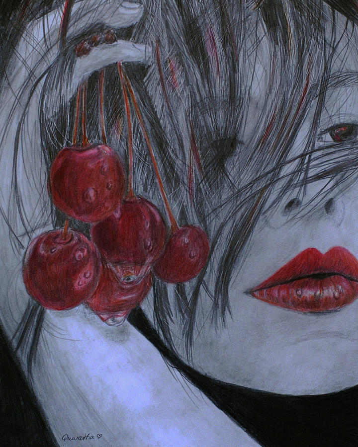 Cherry Kisses #1 Drawing by Quwatha Valentine
