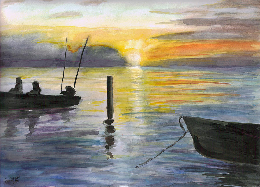Chesapeake Sunset Painting by Clara Sue Beym