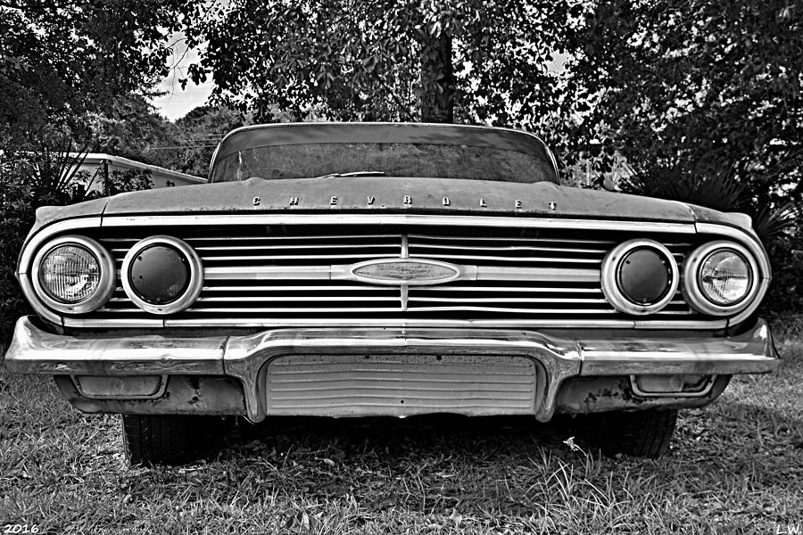 Car Photograph - Chevrolet Bel Air Black And White 2 by Lisa Wooten