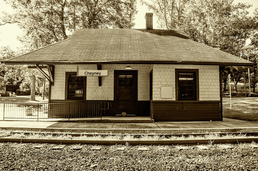 Cheyney Train Station  - Chester County Pa in Sepia #1 Photograph by Bill Cannon
