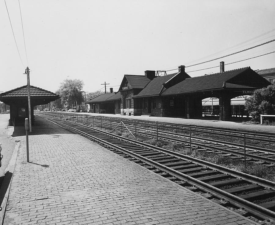 Chicago and North Western Elmhurst Railway Depot - 1960 Photograph by Chicago and North Western Historical Society
