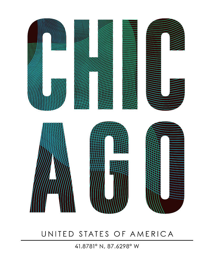 Chicago, United States Of America - City Name Typography - Minimalist City Posters Mixed Media by Studio Grafiikka