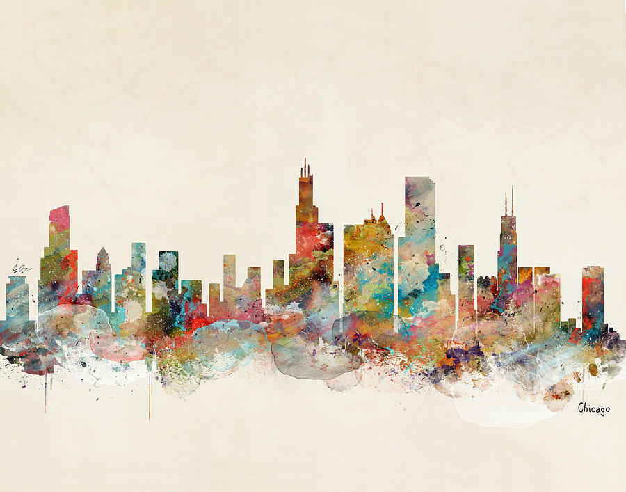 Chicago Illinois Skyline #1 Painting by Bri Buckley
