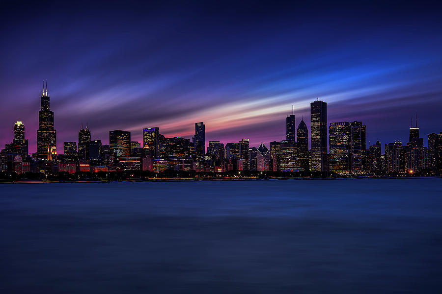 Chicago Skyline at Dusk #1 Photograph by Andrew Soundarajan